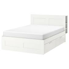 Brimnes Cadre De Lit Rangement Tete De Lit Blanc Luroy 160x200 Cm Ikea Bed Frame With Storage Headboard Storage Brimnes Bed
