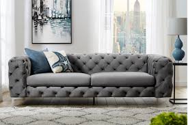 Samt weich dreisitzer couch mit hocker, anthrazit. 3er Sofa Modern