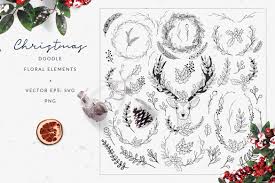 Download Christmas Doodle Floral Elements Vector Eps Svg Png Ai Brushes By O L Y A Thehungryjpeg Com