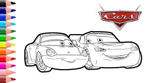 Cartoon car pictures to colour. Lightning Mcqueen And Sally From Cars 3 Coloring Page Coloring For Kids Lightning Mcqueen Coloring For Kids Disney Cars Party