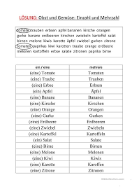 Obst Gemuse Einzahl Und Mehrzahl Obst Mehrzahl Obst Und Gemuse
