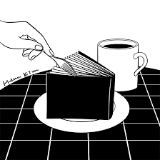Abstract Black And White Illustration Art Book Cake Drawing Illustration Art Abstract Design Books Literature Cake Coffee Tea Booklovers Mini Drawings Simple Line Drawings Book Cake