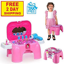 Kids Vanity Table Pretend Play Set Cosmetic Hair Makeup Toddler Girl Toys Gift Kids Vanity Toddler Girl Toys Playset