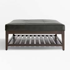 Square leather tufted ottoman coffee table. Nash Leather Tufted Square Ottoman With Slats Reviews Crate And Barrel