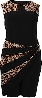 Black And Gold Dress Amazon Joseph Ribkoff Black Animal Print Dress Gold Hardware Style 153690 Size 10 At Amazon Women S Clothing Animal Print Dresses Print Dress Fitted Black Dress
