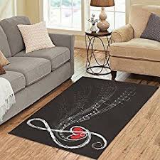 Black And White Area Rug Bedroom Interestprint Music Note With Love Black And White Area Rug Cover 5 X 3 3 Musical Throw Polyester Rayon Fiber Car Rugs On Carpet White Area Rug Bedroom Decor