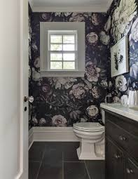 Black And White Floral Wallpaper Bathroom A 100 Year Old Home That Was Given A Top To Bottom Facelift Lark Linen Hometour Black Powder Room Powder Room Vanity Powder Room Wallpaper