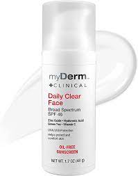Amazon.com: myDerm CLINICAL Daily Clear Face SPF 46 Mineral Sunscreen -  1.7oz - Formulated with Zinc Oxide & Niacinamide, Fragrance Free Sunscreen  for All Skin Types - Body and Facial Skin Care
