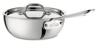 Allclad 4212 Stainless Steel Triply Bonded Dishwasher Safe Saucier Pan With Lid Cookware 2quart Silver Stainless Steel Stove Safe Cleaning Products All Clad