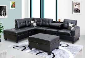 Ashley alliston left chaise leather sectional with ottoman in gray #leathersectionalsofas. Black Faux Leather Sectional 8077801 Black Sectional Sofas Price Busters Furniture