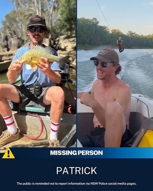 Can you help us find Patrick? Patrick, aged 39, was last seen at Pebbly Beach campground on the Victoria side of Murray River, about 10.30am yesterday (Friday 16 October 2026). It is