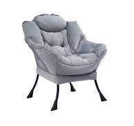 Living Room Chairs Modern Cotton Fabric Lazy Chair, Accent Contemporary  Lounge Chair, Single Steel Frame Leisure Sofa Chair With Armrests And A  Side ...