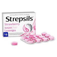 Strepsils Strawberry Sugar Free Lozenges 16 Pack - Phelan'S Pharmacy