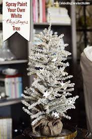 How To Spray Paint Your Own White Christmas Tree Christmas Tree White Christmas Tree Christmas House Tour