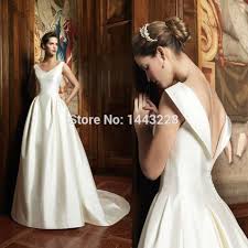Duchess Satin Boat Neck Wedding Dress With 3 4 Sleeves Google Search Boat Neck Wedding Dress Wedding Dresses 50s Wedding Dresses