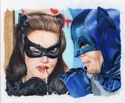 1966 Batman and Catwoman Sharing a milkshake, in Bill Crabb's Licensed and  Personal Sketch cards Comic Art Gallery Room