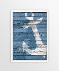 Anchor Print Nautical Wall Art Wood Anchor Sign Marine Style Sea Ocean Nautical Decor Printable Anchor Beach Nautical Wall Art Anchor Art Marine Decor