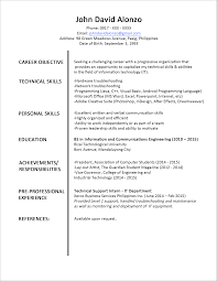 This also may include the past internship experiences, volunteer work, computer skills. Sample Resume Format For Fresh Graduates One Page Format Jobstreet Philippines