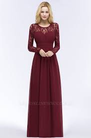 Rosalie A Line Floor Length Long Sleeves Lace Chiffon Bridesmaid Dresses Long Sleeve Lace Bridesmaid Dresses Long Sleeve Bridesmaid Dress Bridesmaid Dresses With Sleeves