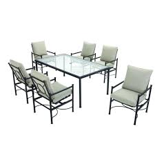 Hampton Bay Barnsley 7 Piece Glass Top Patio Dining Set With Textured Silver Pebble Cushions Discontinued Fss61119rmst The Home Depot Patio Dining Set Patio Furniture Dining Set Dining Set
