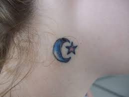 Funny moon and star without color tattoo design. 25 Refreshing Star Tattoos Designs Pictures Sheideas