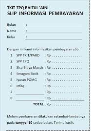 Slip informasi tagihan pembayaran spp paud, tk & tpq. Contoh Surat Tagihan Spp Sekolah Contoh Surat