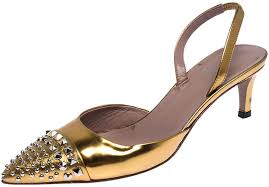 Leather backless high heel shoes. Gold Pointed Heels Shop The World S Largest Collection Of Fashion Shopstyle