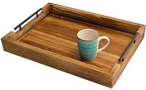 Rustic Serving Tray By East World 20 Decorative Tray Torched Wood Tray Food Tray Tea Coffee Tray S Black Serving Trays Wooden Serving Trays Ottoman Tray