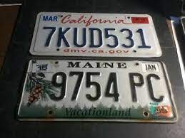 License Plate Tag Lot Of 2 Different States Maine California Rustic Vintage Usa License Plate Novelty Sign Plates
