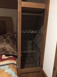 Hanging shelves for the closet (perfect for sweaters and bedding). 20 Storage Ideas For Rv Closets With Pictures Rv Living Usa