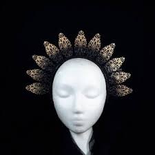 Black and AB Rainbow Crystal Crown Tiara. Metal Lace Filigree Crown. Gothic  Queen Headpiece. Jewel Queen Tiara.