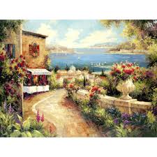 Italian hills countryside landscape foggy morning. Italian Landscape Garden Art Oil Painting Marina Di Leuca Modern Mediterranean Artwork For Bedroom Decor Painting Calligraphy Aliexpress