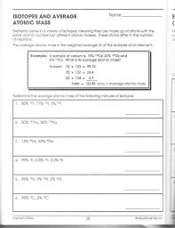 Calculate the average atomic mass. Calculating Average Atomic Mass Worksheet If Chemistry Workbook Ch099 A