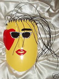 Plum Foolish Ceramics Pop Art Yellow Funky Lady Mask