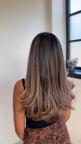 Blonde Honey Balayage On Black Hair