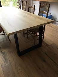 afgewerkte tafel compleet blad onderstel behandeling houtshopvandycke thuisdecoratie tafel tafels