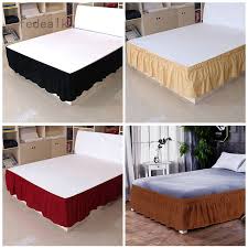 Biscaynebay wrap around bed skirts elastic dust ruffles, easy fit wrinkle and fade resistant silky luxrious fabric solid color, black for king and california king size beds 15 inches drop. Elastic Bed Skirt Dust Ruffle Easy Fit Wrap Around Twin Full Queen King Size Shopee Singapore