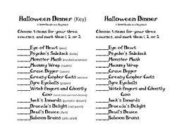 Every guest gets a card and they must mingle and ask other. Mystery Dinner Menus The Crazy Halloween Dinner Tradition Revisited Halloween Dinner Mystery Dinner Party Halloween Menu