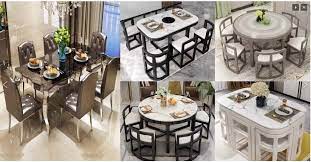 A traditional set typically seats 8 to 12 people, features an extension leaf, and is available in mahogany, cherry, walnut or distressed oak finish. Unique Dining Table Designs To Make The Space Spectacular My Home My Zone