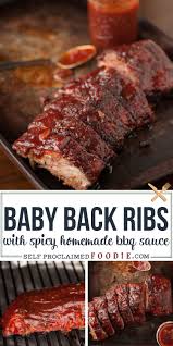 Grilled Baby Back Ribs With Spicy Bbq Sauce In 2020 Grilled Baby Back Ribs Bbq Sauce Homemade Easy Pork Ribs Grilled