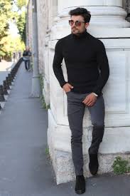 Marina Black Turtleneck Wool Sweater Brabion Mens Business Casual Outfits Black Shirt Outfit Men Black Outfit Men