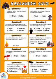 The pages are designed to have the answers printed on the back of the question cards. Free Online Esl Halloween Quiz 10 Easy Questions Bingobongo