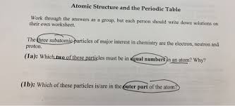 This is a worksheet that introduces the relationship between an element's position on the periodic table and its atomic structure. Solved Atomic Structure And The Periodic Table Work Throu Chegg Com