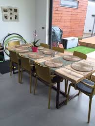 Reclaimed Industrial Chic 8 10 Seater Solid Wood And Copper Metal Frame Dining Table Bar Cafe 10 Seater Dining Table Dining Table Copper Restaurant Furniture