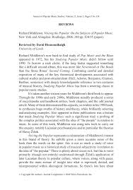 Pdf Voicing The Popular On The Subjects Of Popular Music By Richard Middleton