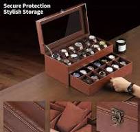 Amazon.com: AUTOARK Leather & Velvet 24 Watch Box Glass Top Jewelry Display  Drawer Lockable Case Organizer,Removable Watch Pillows,Coffee,MKAW033 : ...