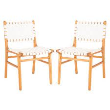 set of 2 taika woven leather dining chair white safavieh natural dining chairs leather dining side chairs leather dining chairs