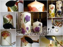 After you have fixed the flower on the surface of the ground, you can have a brush of mode on the flower and waiting for dry. How To Diy Decoupaged Candle With Dried Flower Www Fabartdiy Com Like Us On Facebook Gt Https Pressed Flower Candles Dried Flower Candles Candles Crafts