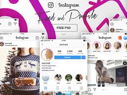 A focused design with a post in full view with its likes and comments, a camera that allows you to share pictures as well as filters, and a detailed profile with a bio, number of followers, posts, etc. Instagram Complete Feed Profile Mockups Templates Free Psd Template Psd Repo