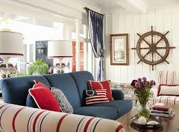 Navy Blue Sofa Idea Http Www Completely Coastal Com 2017 01 Blue Sofa Decor Ideas Html Blu Nautical Decor Living Room Nautical Living Room Blue Sofa Decor